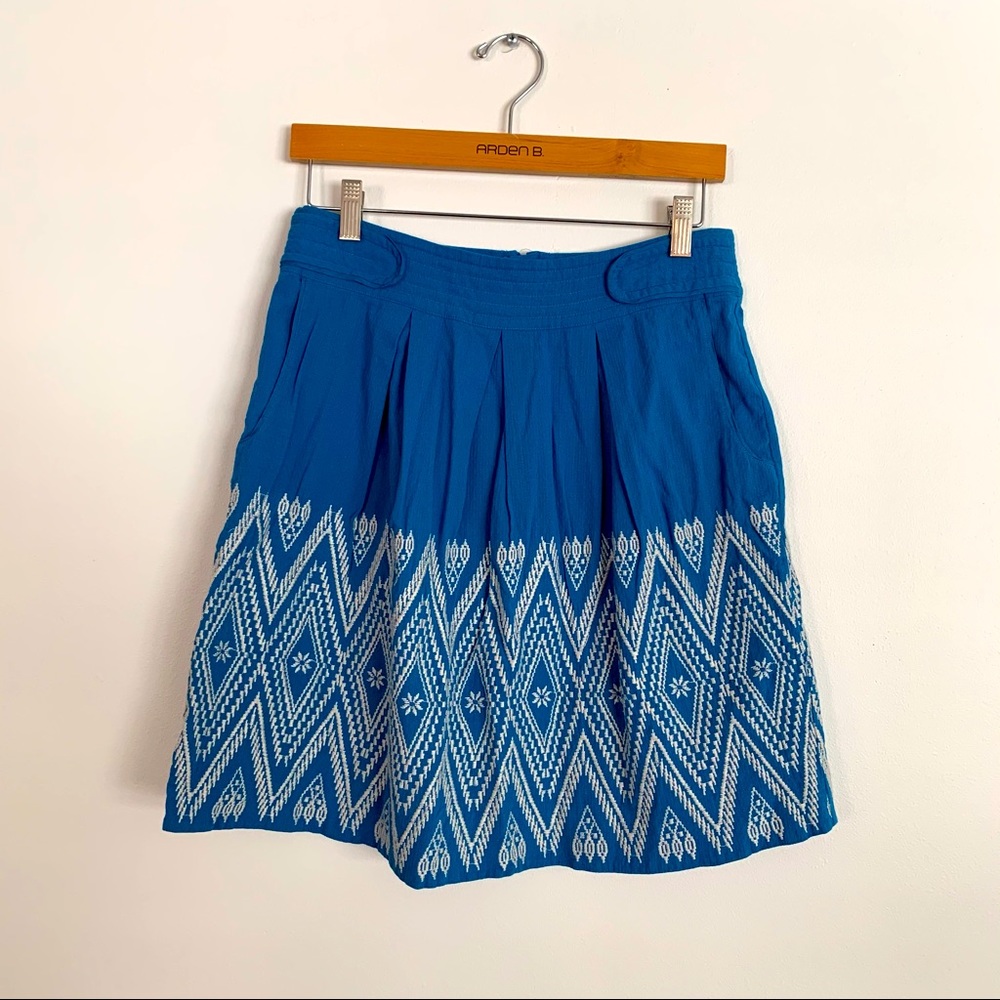 Anthropologie Royal Blue Cream Aztec Stitching